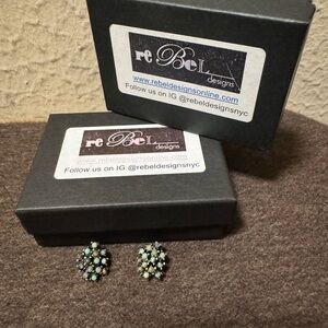 Rebel Designs African Turquoise Beaded Cluster Stud Earrings